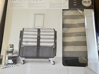 We R Memory Keepers 360 Crafter's Bag - Grey Stripe Rolling Craft Tote with Storage