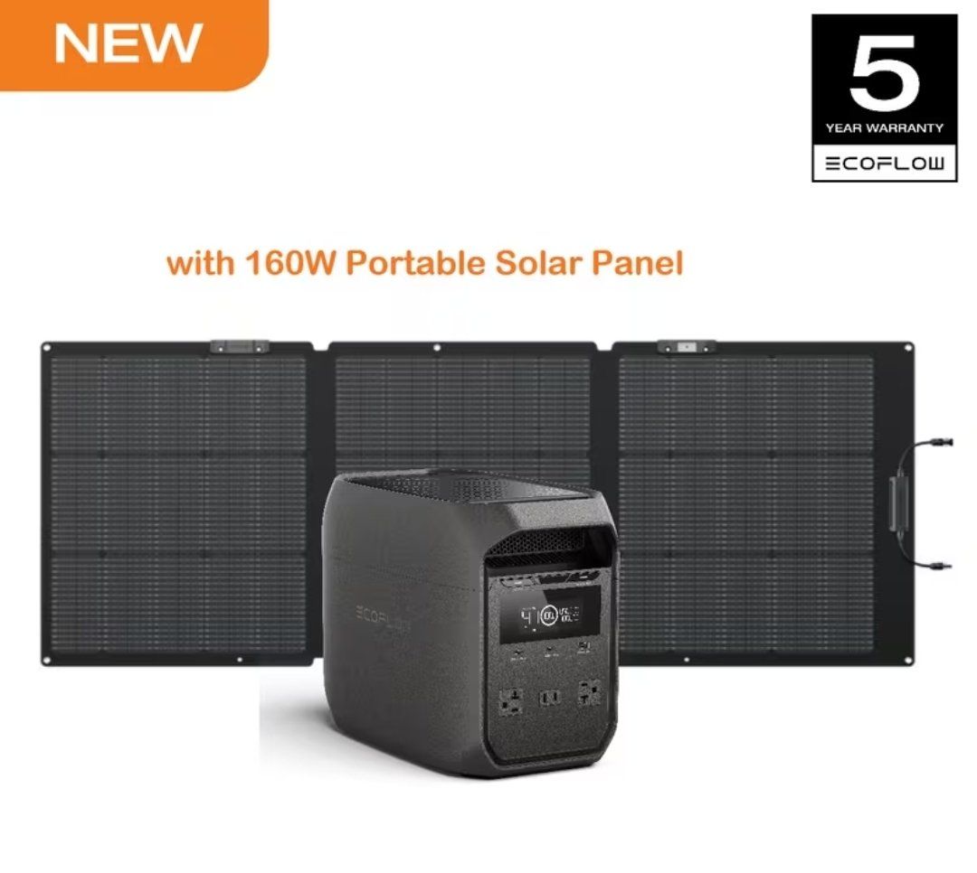 *NEW* EcoFlow Delta 3 Classic Portable Power Station 1024Wh 1800W with 160W Solar Panel & 5 Year Warranty
