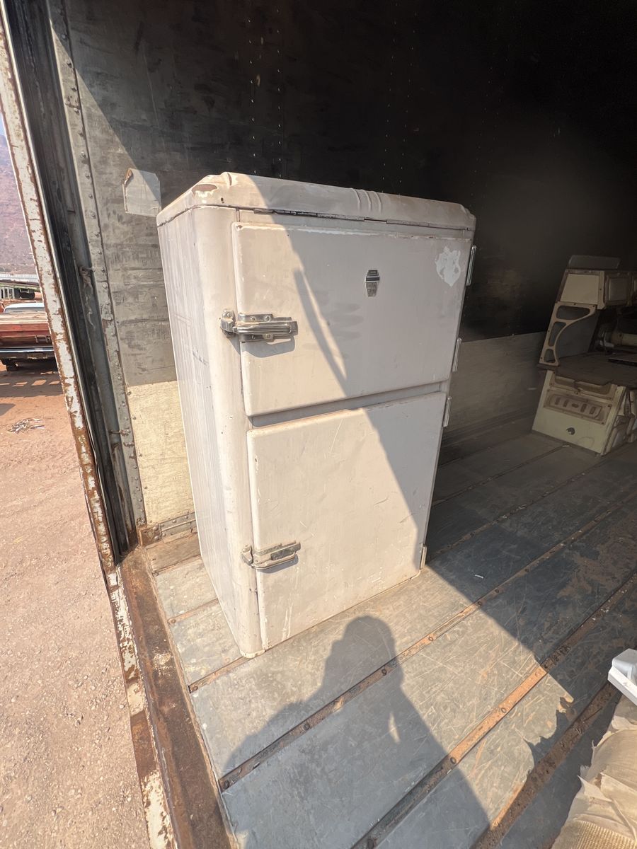 Vintage White Top Freezer Refrigerator - Perfect for Restoration or Prop