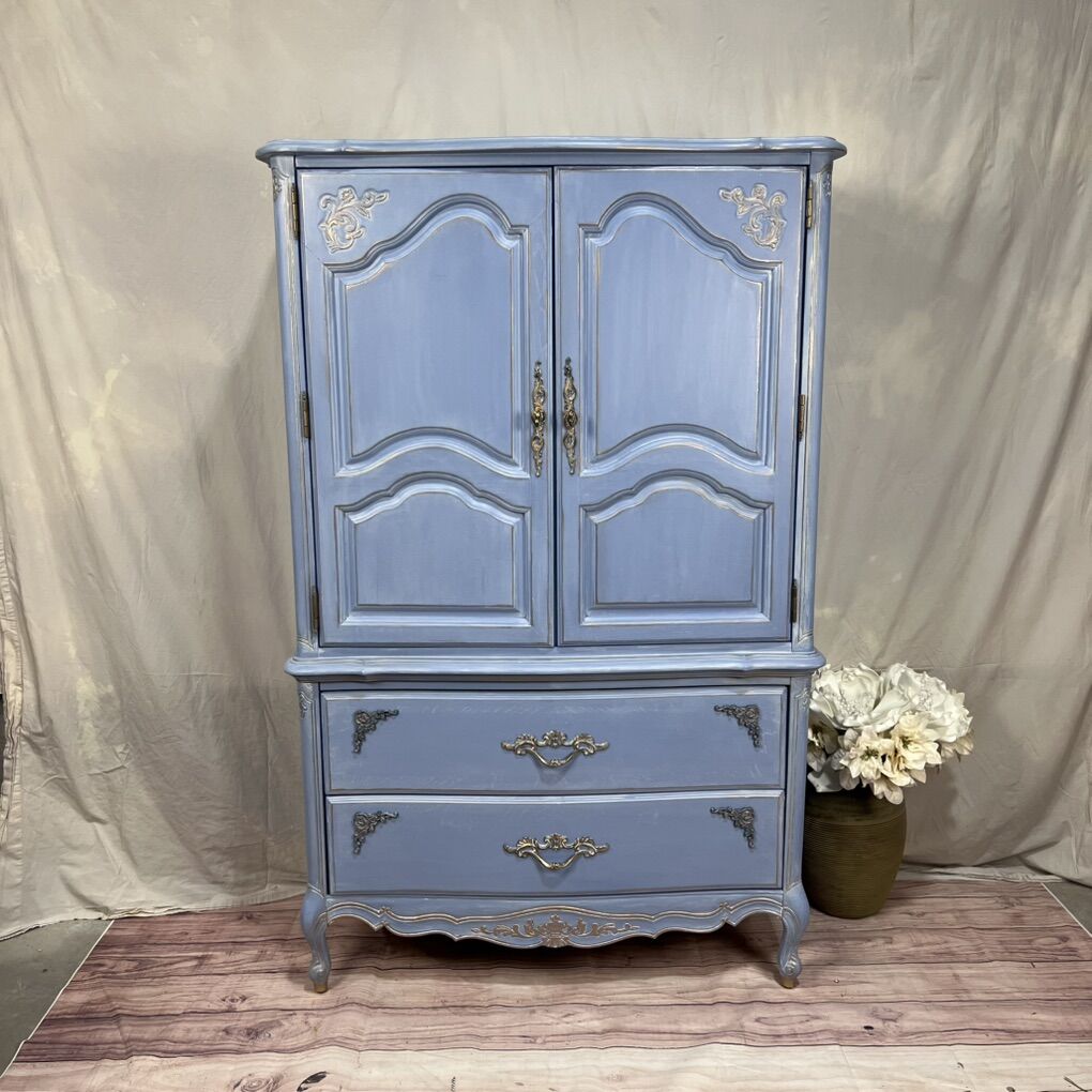 CUSTOM REAL WOOD FRENCH ARMOIRE DRESSER
