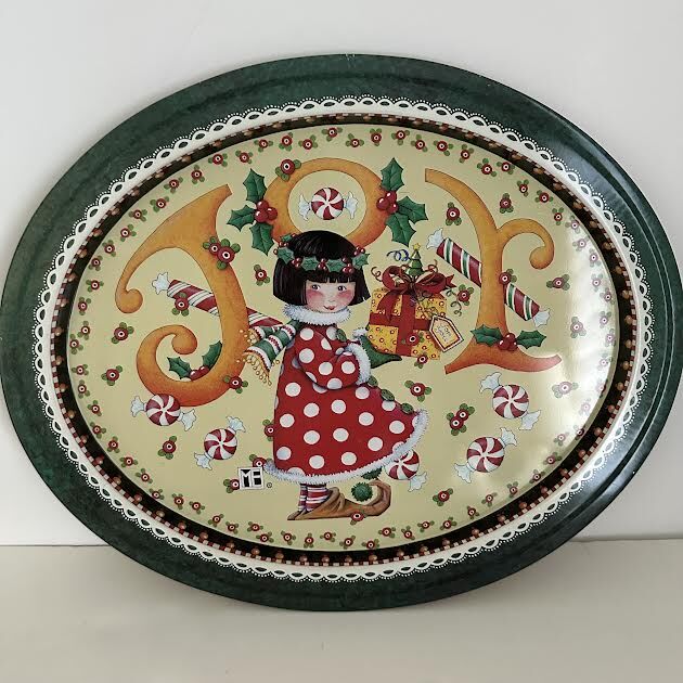 Mary Englebreit Holiday “JOY” Tin Metal Tray 15” x 12”