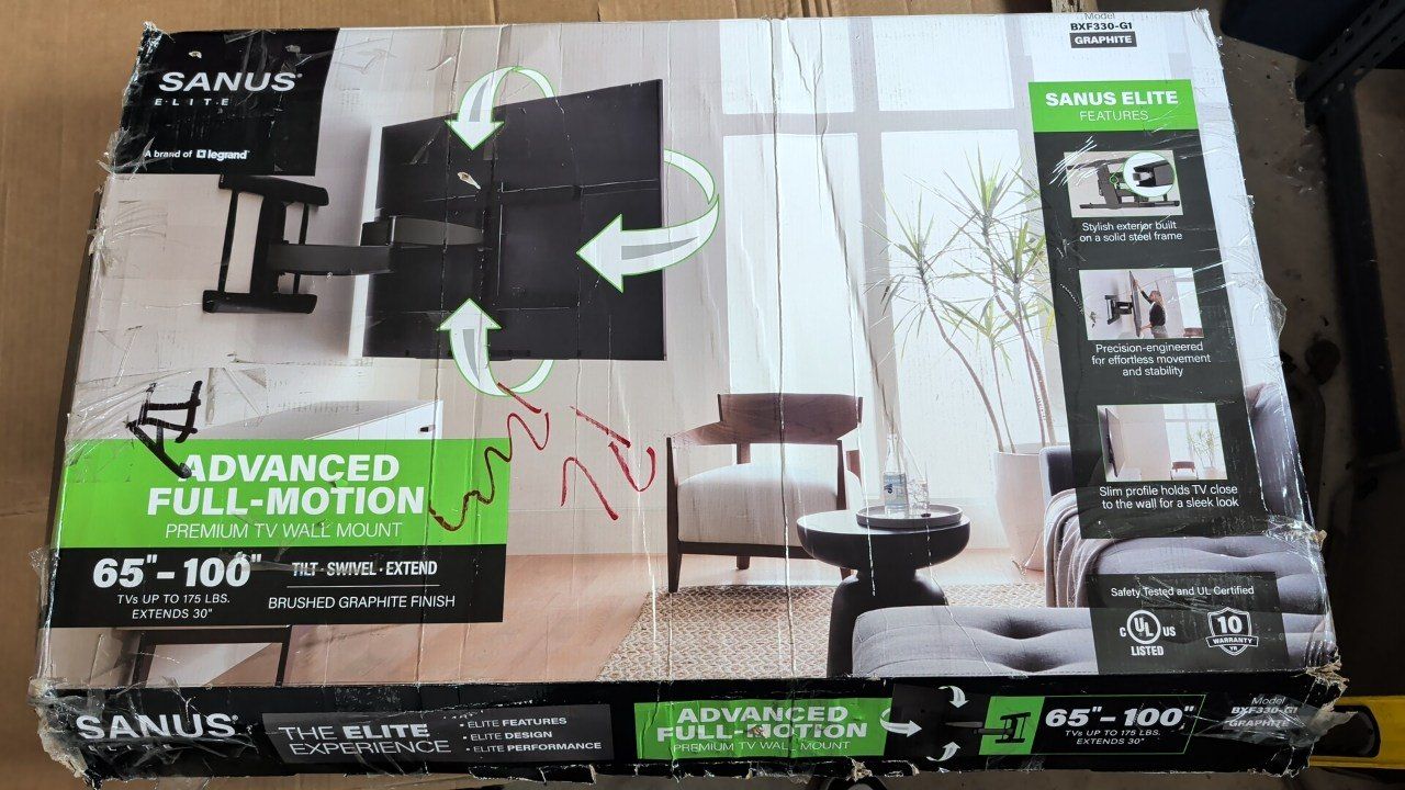 SANUS Elite Full Motion TV Wall Mount 65-100 Inch - New, Opened Box