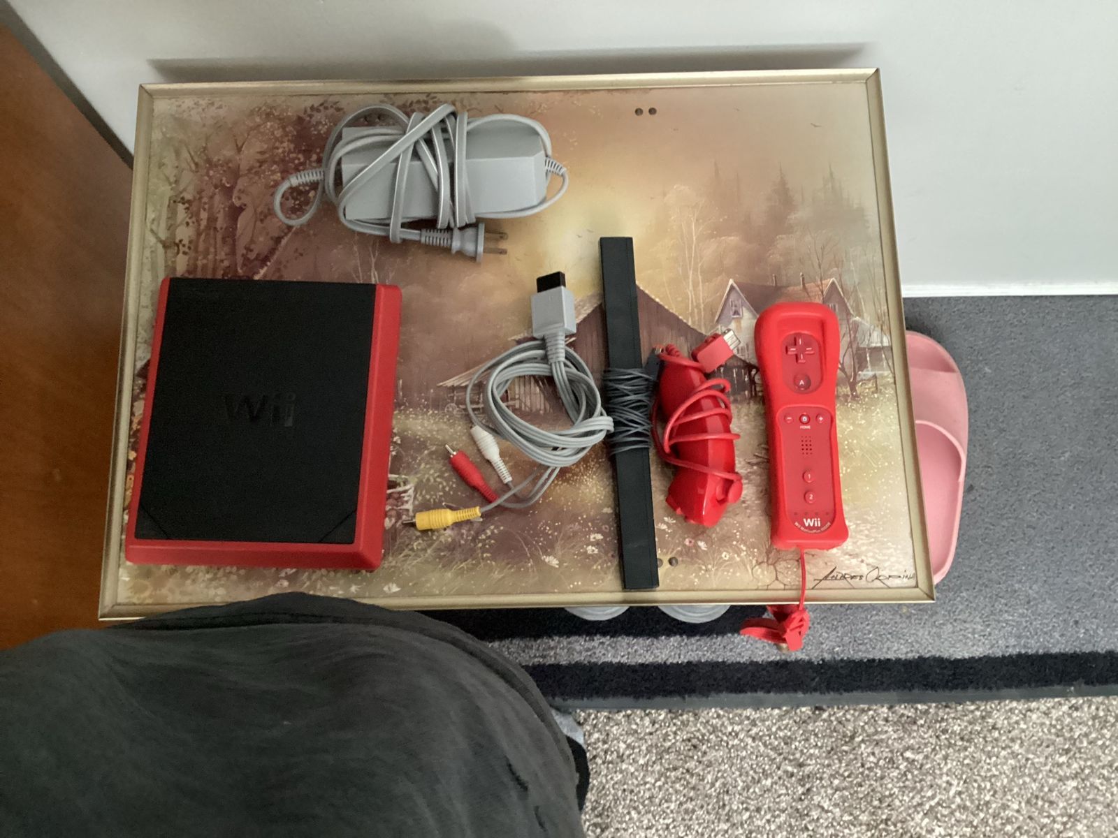 Nintendo Wii Mini, Red Console with Controllers, Sensor Bar and Power/AV Cables- OPEN TO TRADES