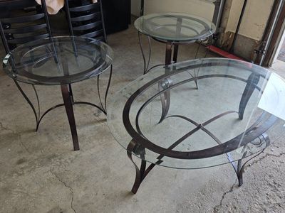 3 piece Glass top table set