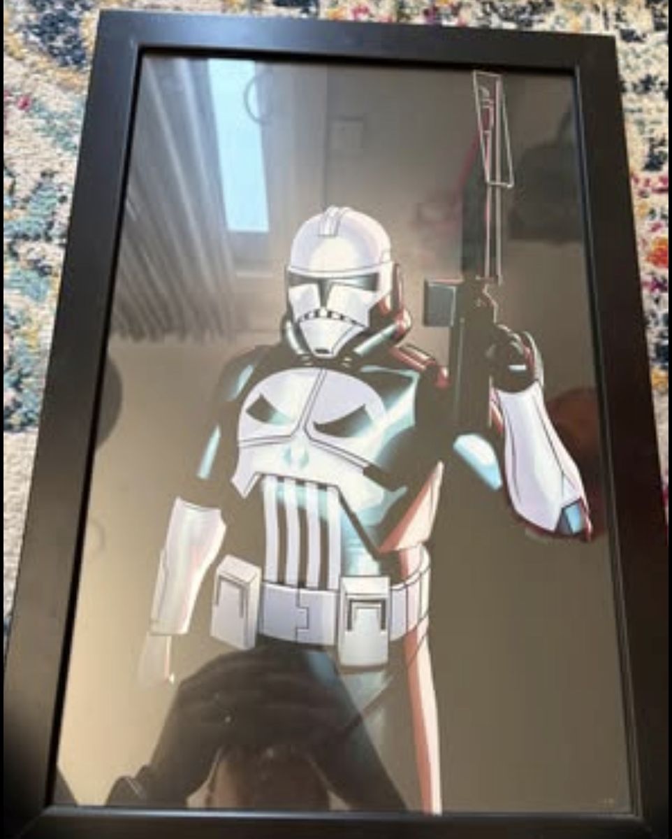 Framed Star Wars Clone Trooper / Punisher Mashup Art Print Wall Hanging