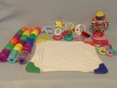 Baby Toys: Click and Snap Toys, Teethers Teething Rings, Rattles, Fabric Book, Carousel High Chair Suction Toy