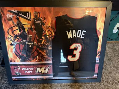 Dwyane Wade Autographed Miami Heat Black Jersey Framed Display - #3 Basketball Collectible