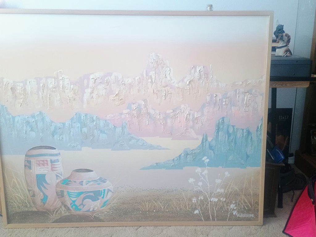Large Vintage Frank Ferrante Original Oil Painting - Southwestern Desert Landscape (41.5" x 51.125")