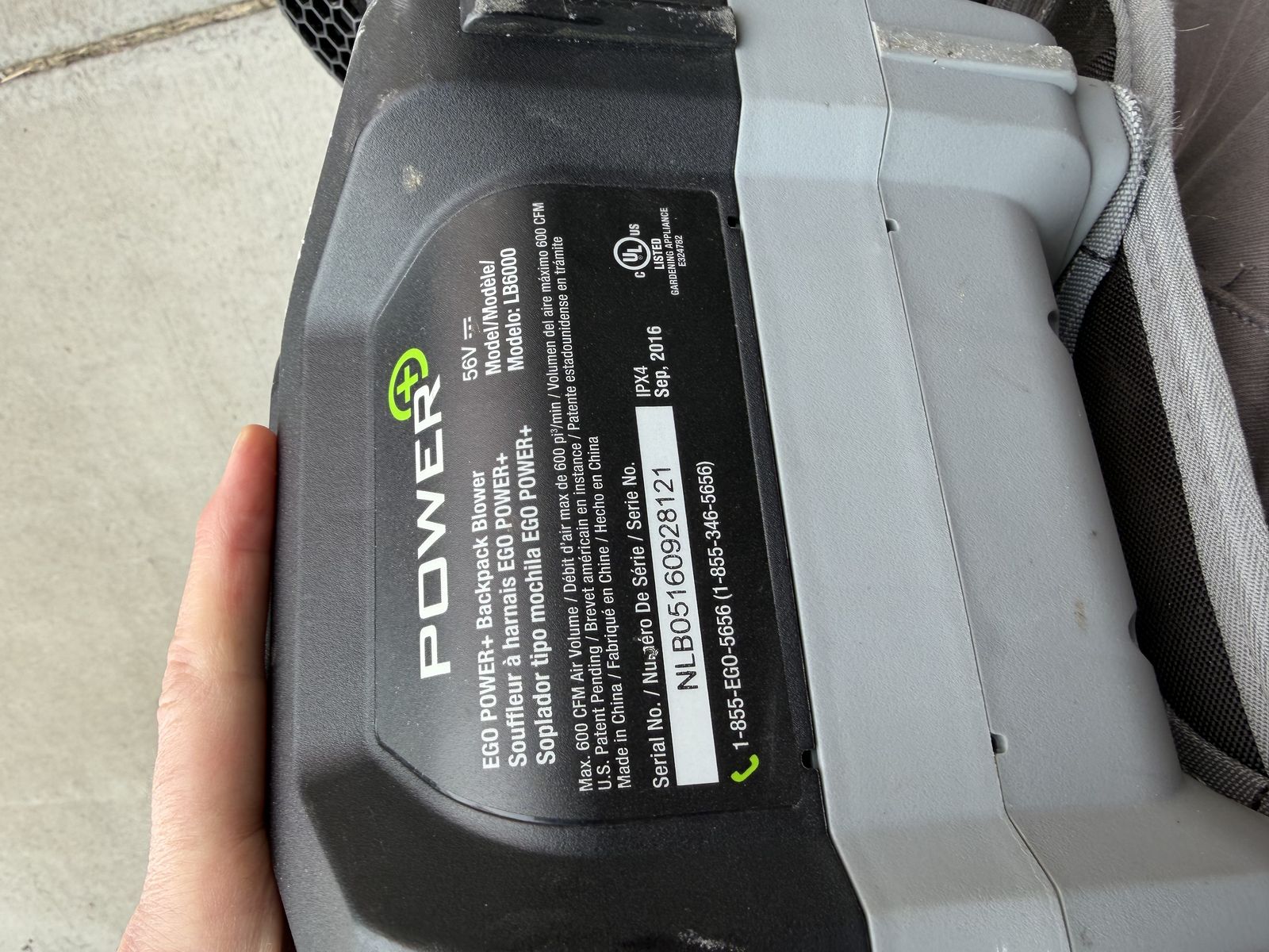 EGO Power+ Backpack Leaf Blower LB6000 w Battery and Charger Works Great