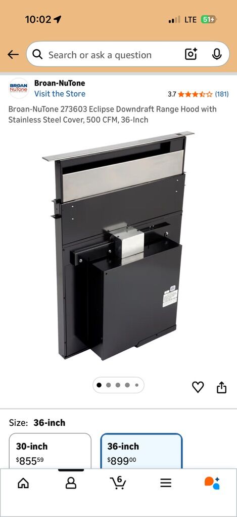 Broan-NuTone Eclipse 36” Downdraft Range Hood