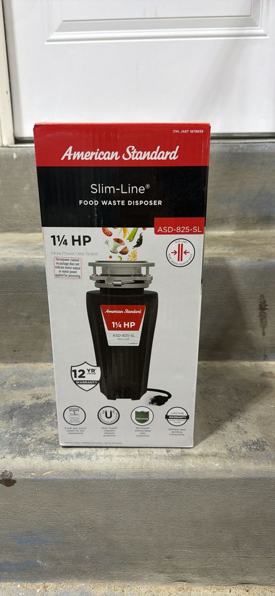 American Standard Slim-Line ASD-825-SL 1-1/4 HP Food Waste Disposer & Installation Kit