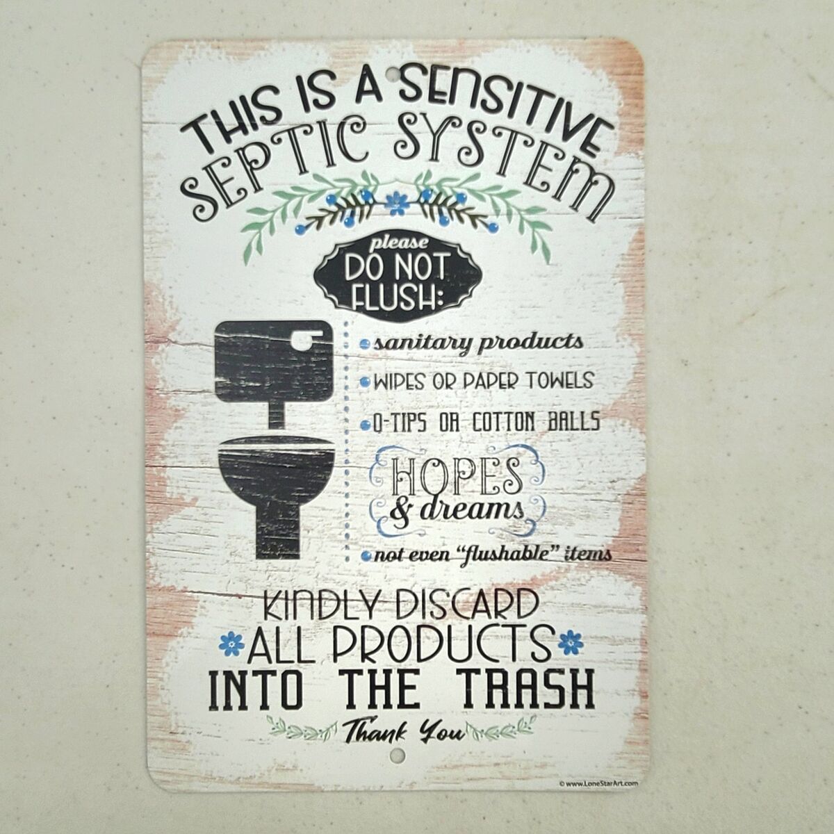 Septic Tank System Sign RV Trailer Camper Cabin