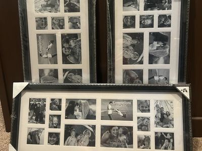 New, unused. Lot of 3 Generations 12x30 Black Collage Picture Frames - 14 Photo Openings New in Wrap