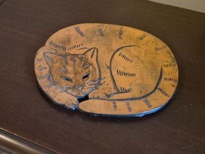Vintage Sleeping Cat Trivet