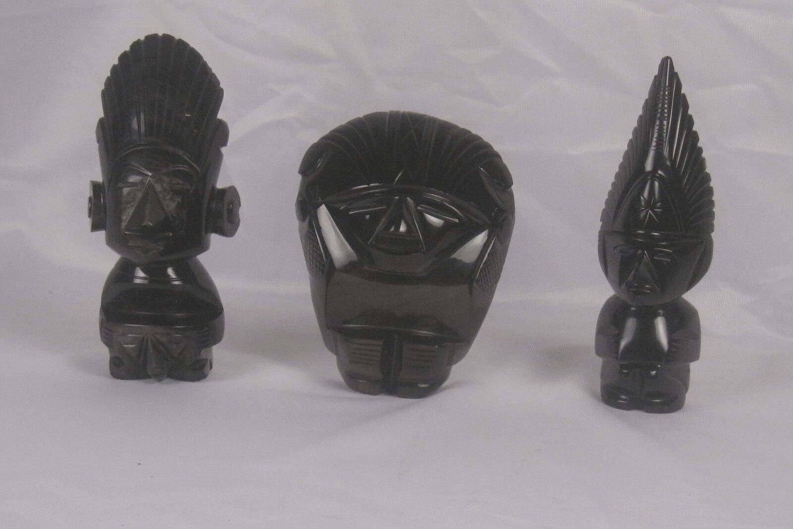 Three Aztec Style Obsidian Idols