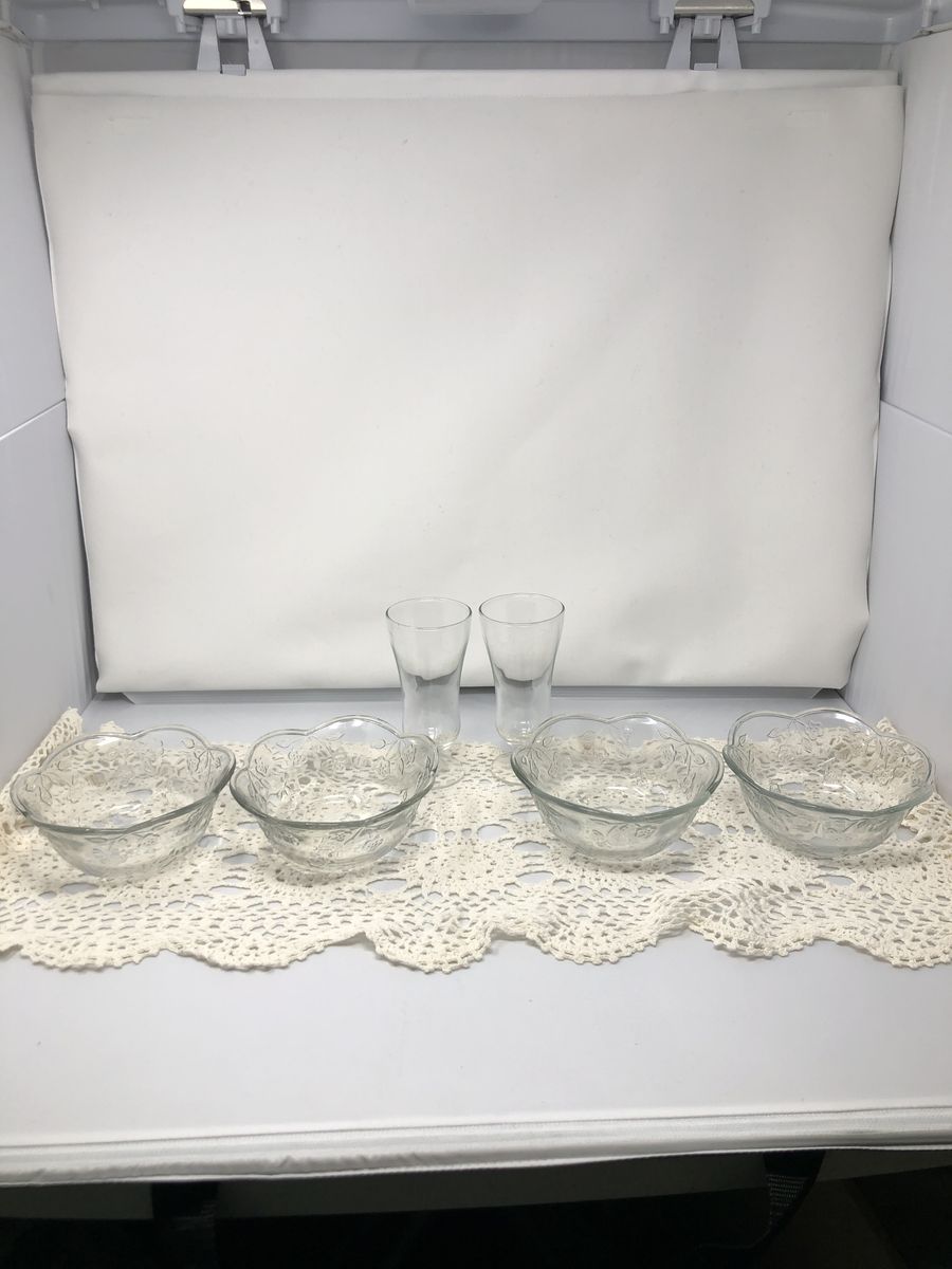Vintage Anchor Hocking Savannah Clear Glass Bowls – Set of 4 (Discontinued) -Wine glasses not included in this ad