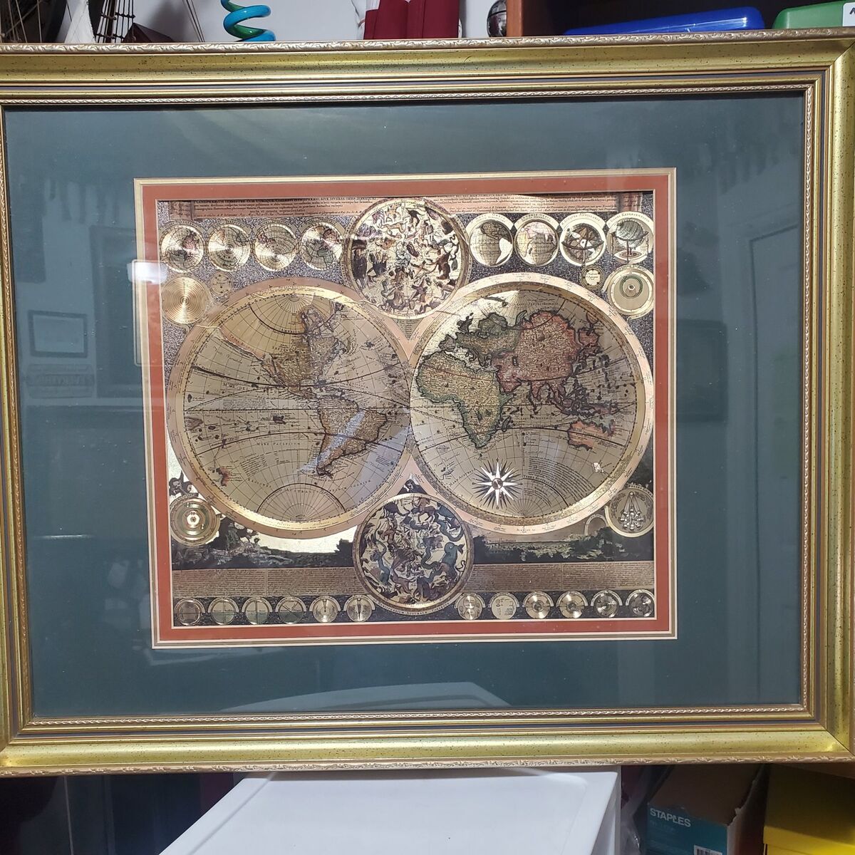 Gold Foil Old World Framed Map