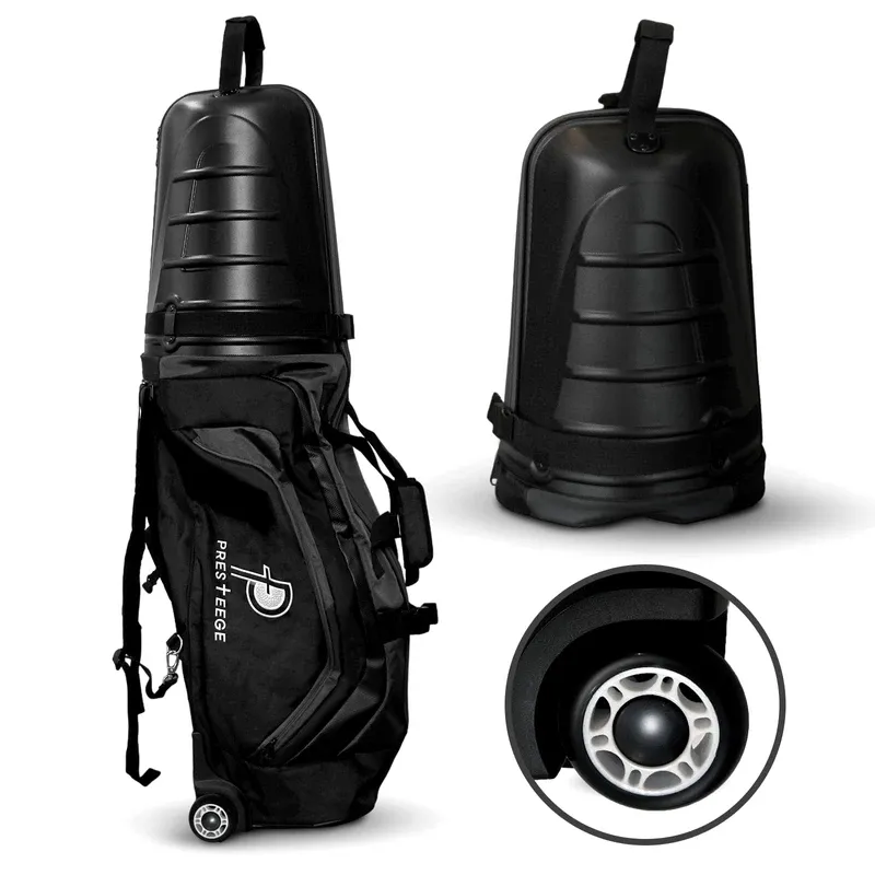 Presteege Hybrid Golf Travel Bag – Hard Top Case & Heavy Duty 1680D Nylon