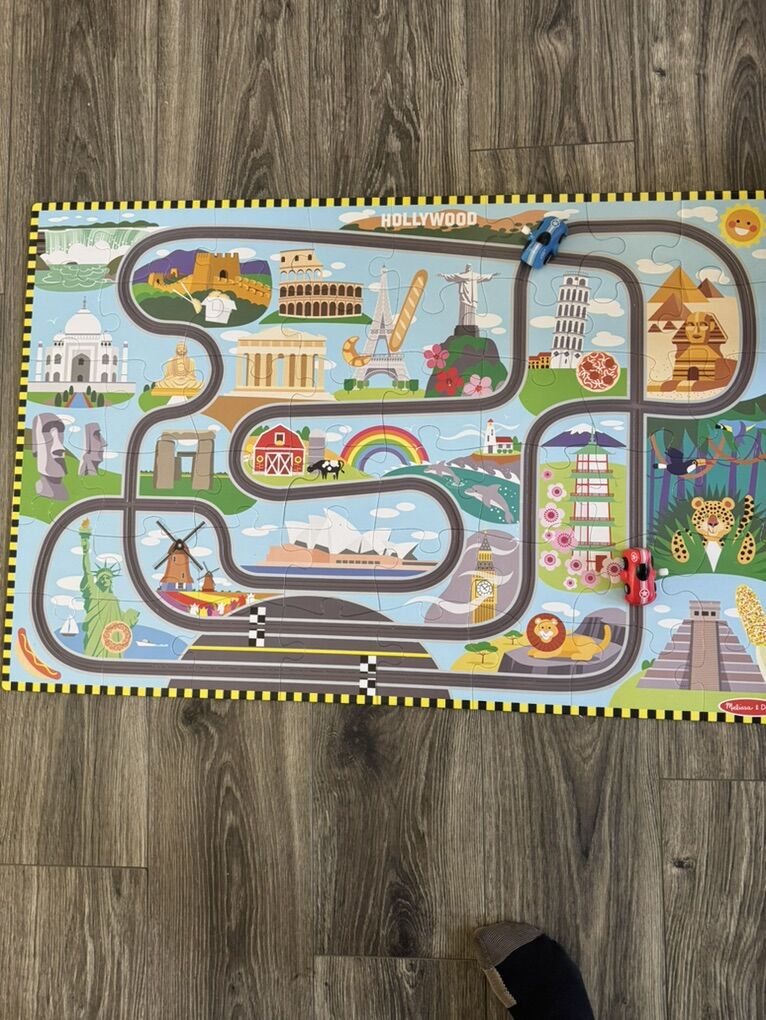 Melissa And Doug Track Floor Puzzle + Cars