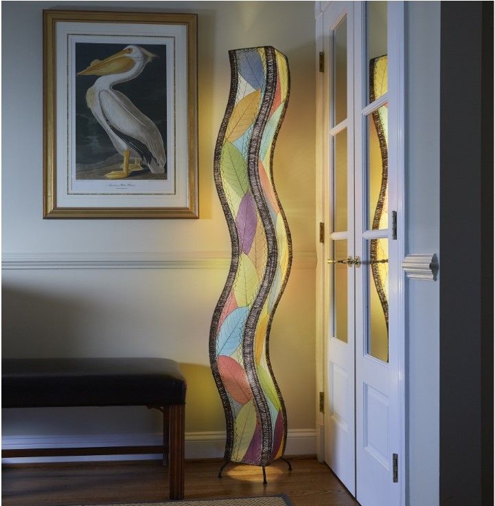 72" Eangee Home Design Handmade Cocoa Leaves Wave Giant Floor Lamp