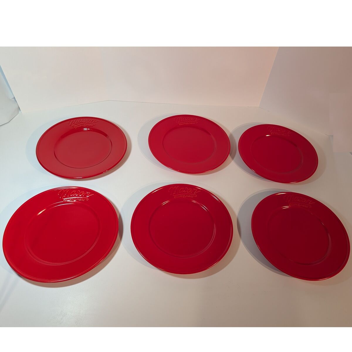 Christmas Plate Set Red Mason Craft Dinner Party 6 Piece Retro Table Setting