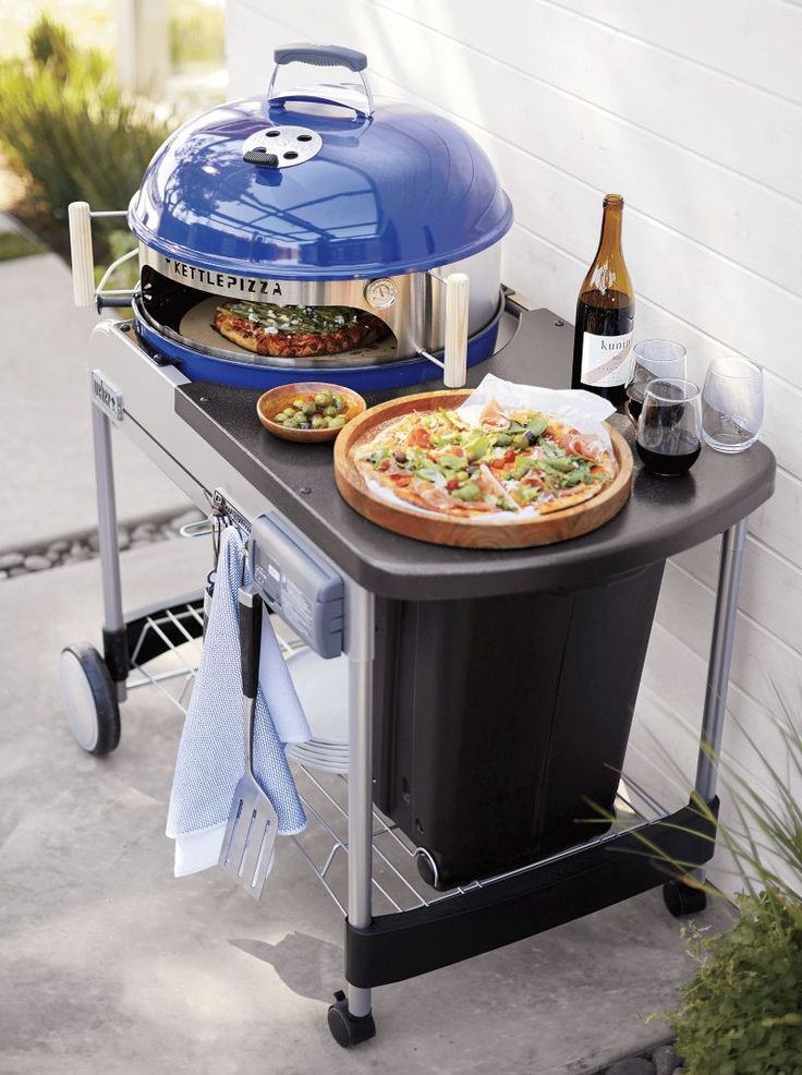 KettlePizza Outdoor Pizza Oven Kit with Weber Kettle Grill - Blue, Pizza Stone Included