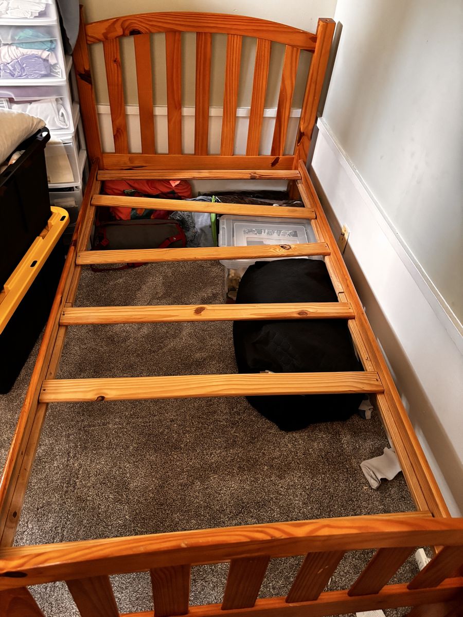Wooden Twin Bed Frame with Under-bed Storage Drawer