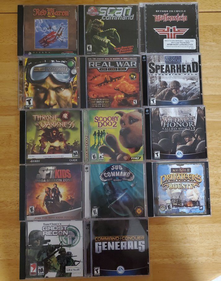 Vintage PC CD-ROM Video Games Lot - Command & Conquer, Medal of Honor, Wolfenstein & More