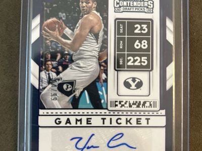 2020 Panini Contenders Draft Picks Yoeli Childs BYU Cougars Certified Auto Game Ticket Autograph 54/99 Rookie Basketball Card.
