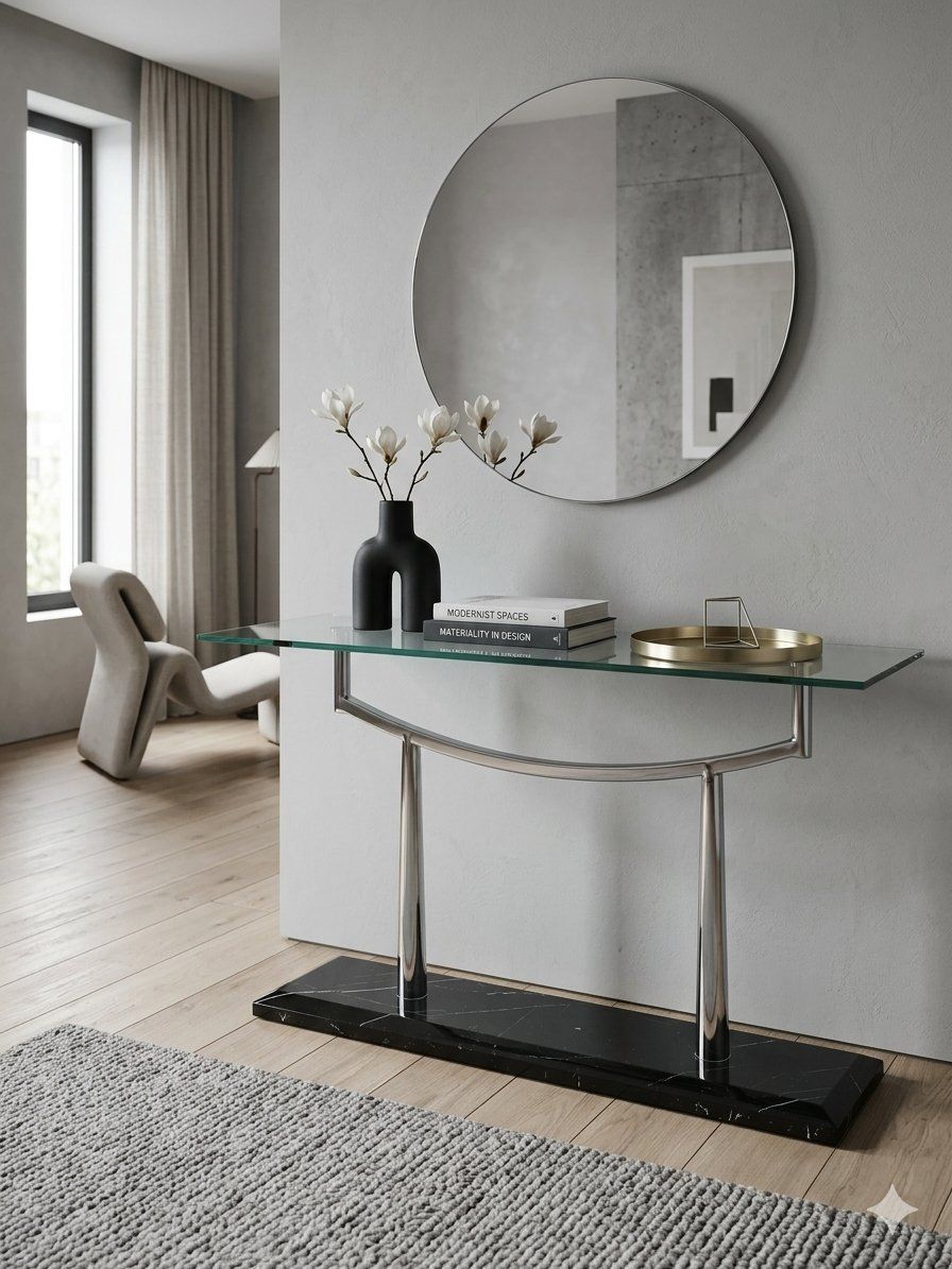 Modern Marble + Chrome Console Table