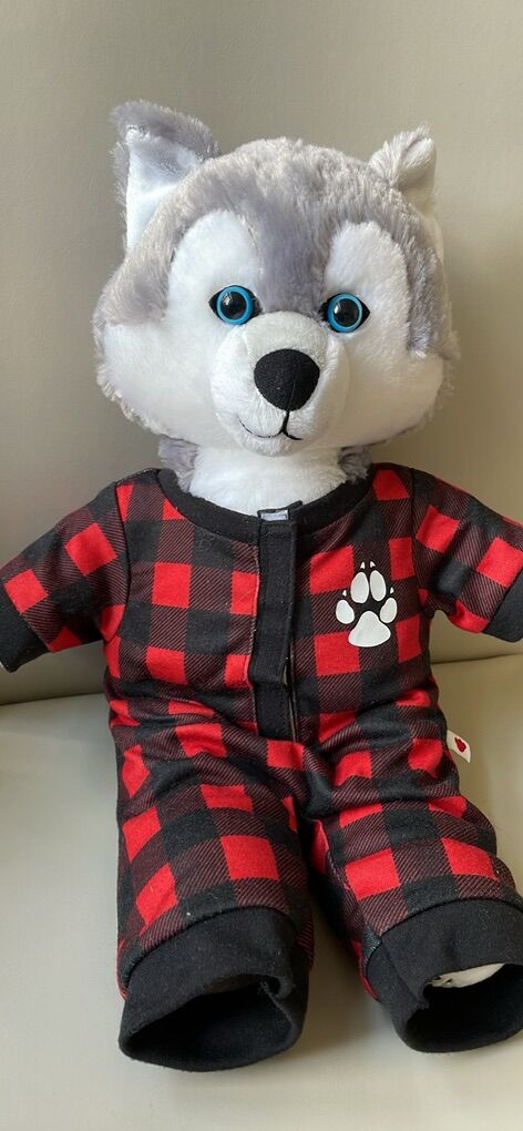 Build A Bear gray White Wolf Blue Eyes Bab