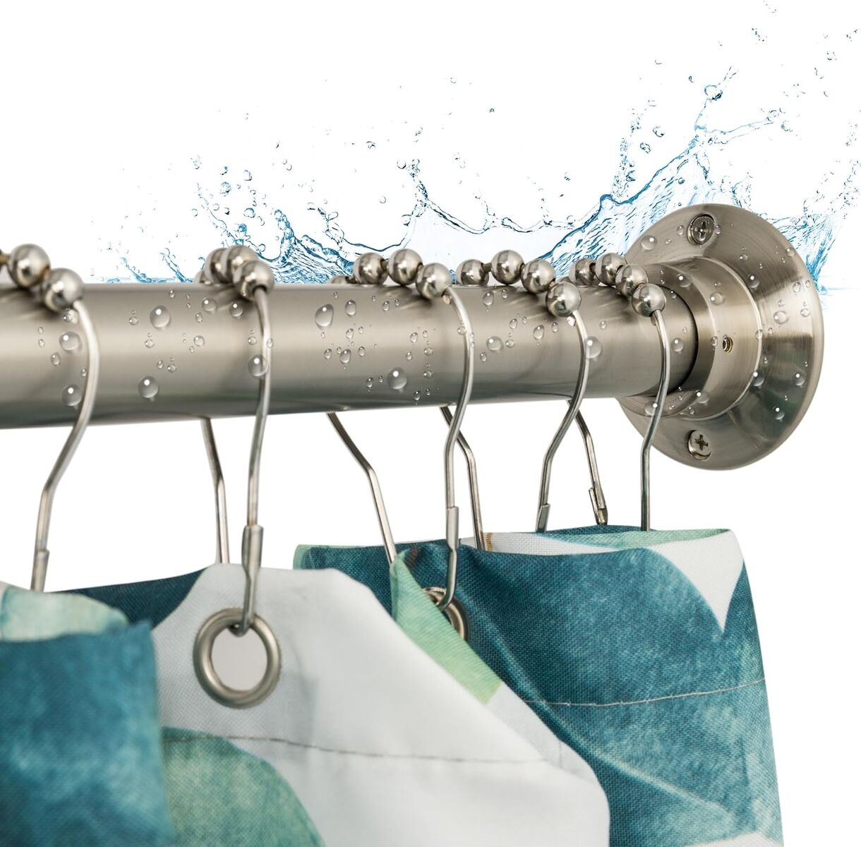 60" Heavy Duty Straight Shower Rod With Shower Rod Flange, Permanent Mount