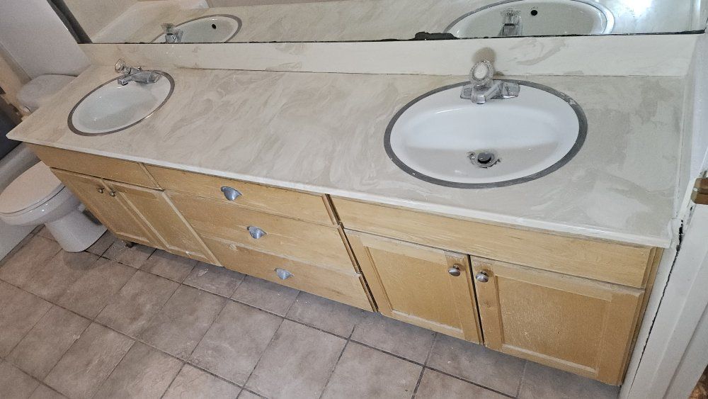 Bathroom Vanity 90" W X 20" D X 32" H.