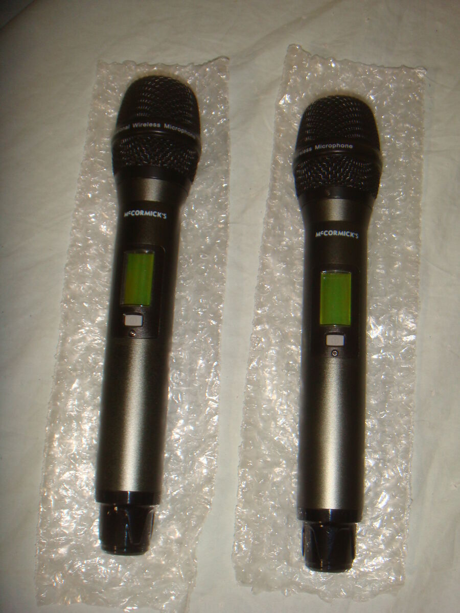 Lot of 2 McCormick's Wireless UHF Handheld Microphones 530-580 Mhz