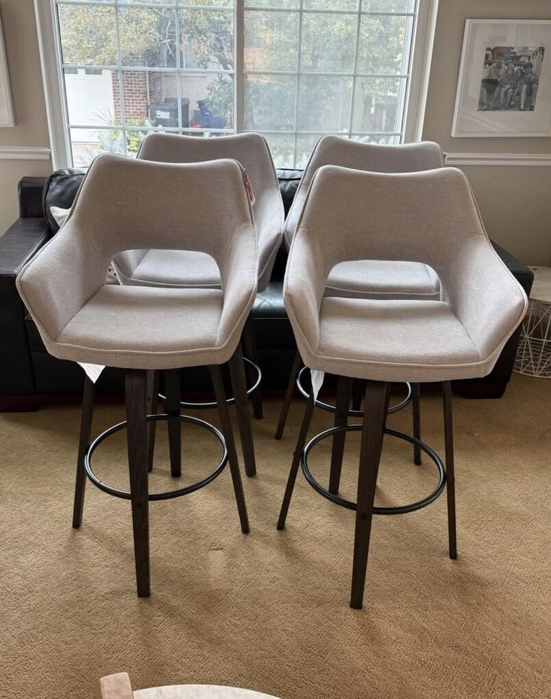 Marius Gray Upholstered Swivel Barstools