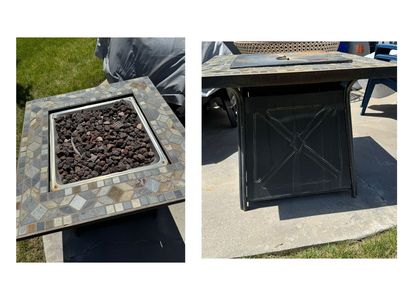 Propane fire pit 30x30x25 propane tank not included.