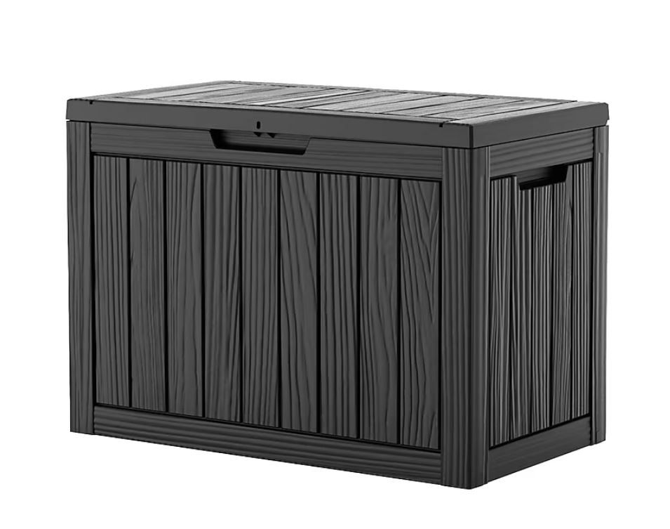 NEW! Outdoor Deck Storage Box 45 Gallon – Poly Resin – Black or Gray