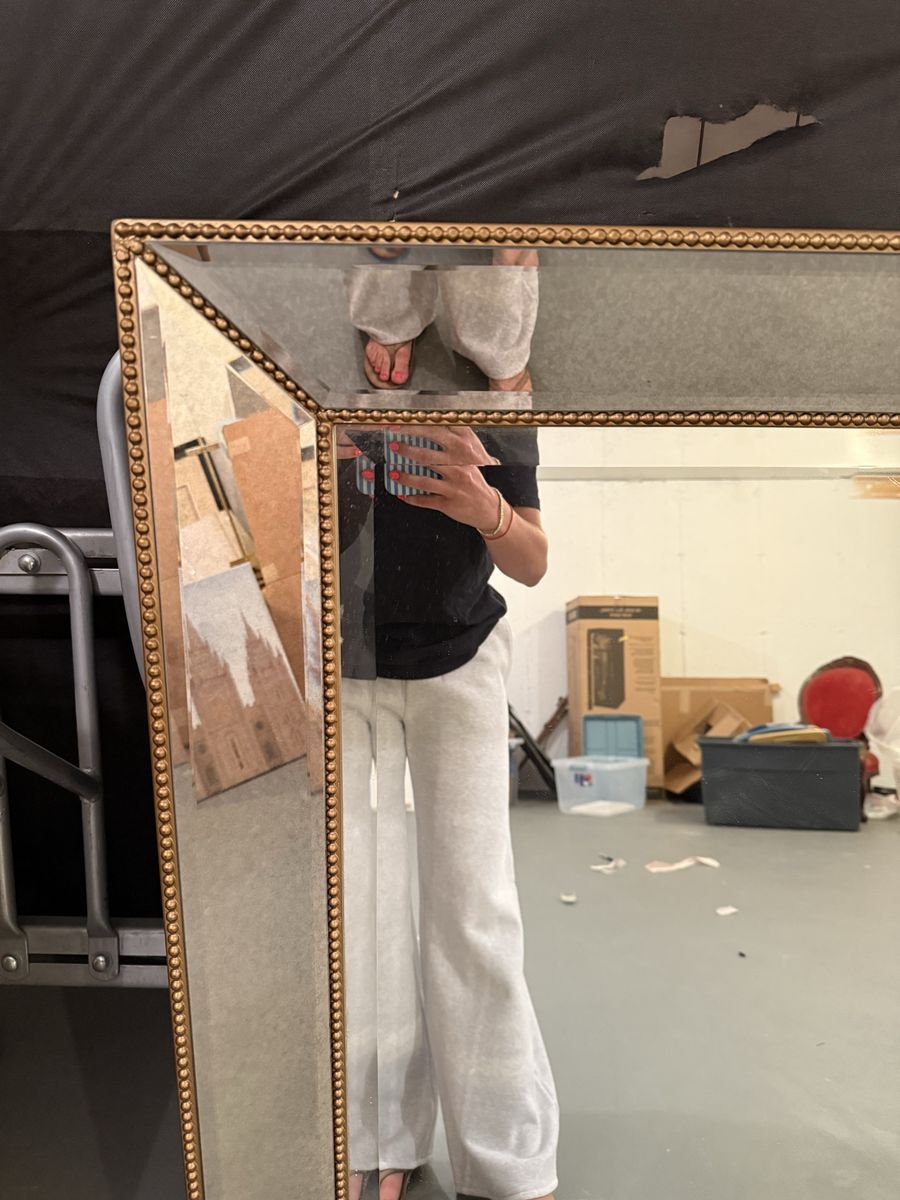 Large Gold Beaded/Detailed Full-Length Wall Mirror
