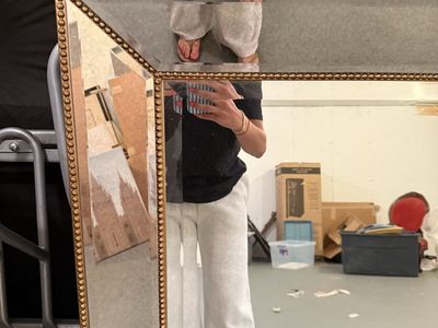 Large Gold Beaded/Detailed Full-Length Wall Mirror