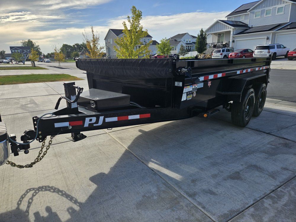 like new 2024 pj dump trailer 7x14 title in hand 14k pounds capacity 