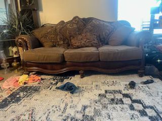 Nice Wood, and Fabric Couch