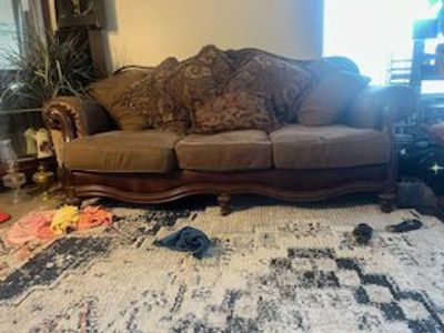 Nice Wood, and Fabric Couch