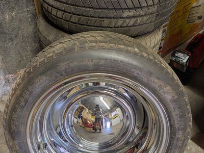 Custom Chrome Wheels with Tires - Set of 4, Size 205/65/R15, Excellent Condition
