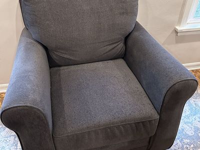Comfortable Dark Gray Fabric Armchair with Rolled Arms