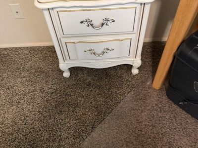 Lee Brand Vintage White 2-Drawer Nightstand with Gold Trim - Elegant Bedside Table