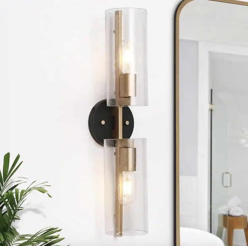 Velus Black Gold 2-Light Cylinder Wall Sconces