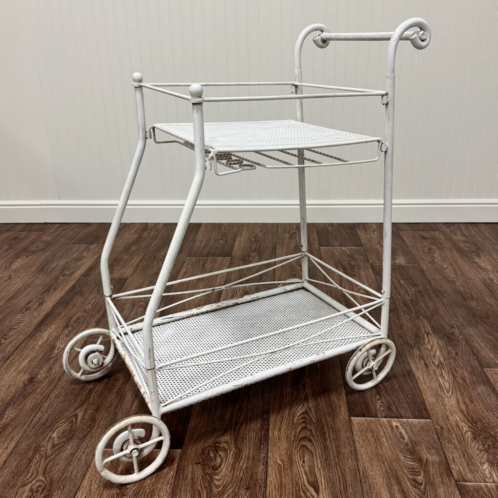 Vintage Wrought Iron Bar Serving Cart