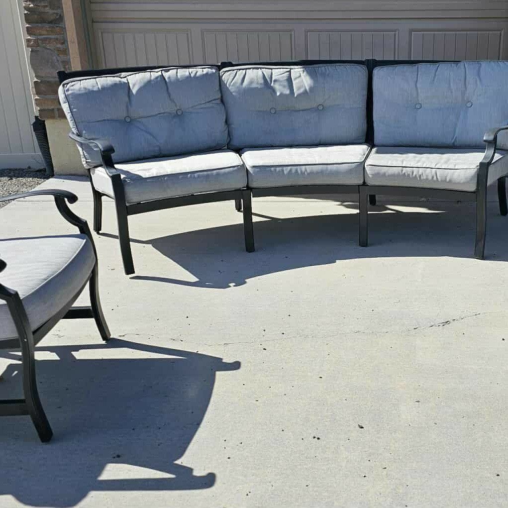curved sunbrella outdoor set