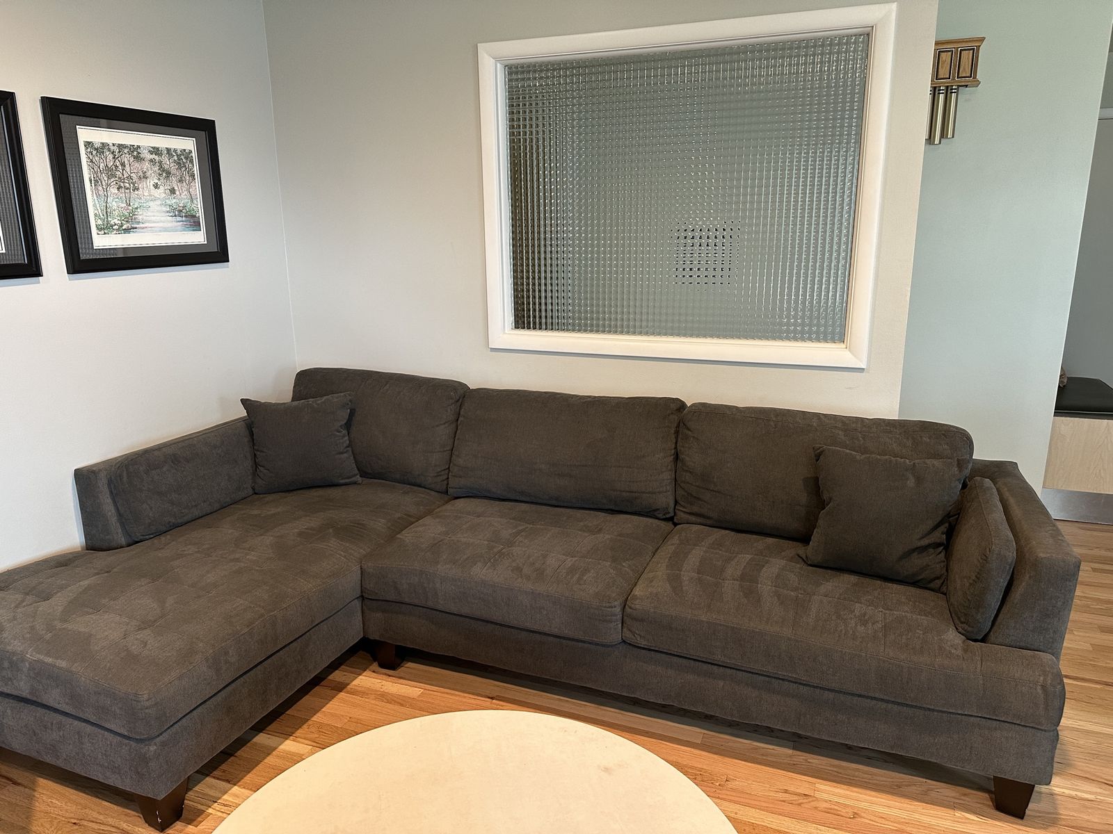 Modern Gray Fabric Sectional Sofa Couch
