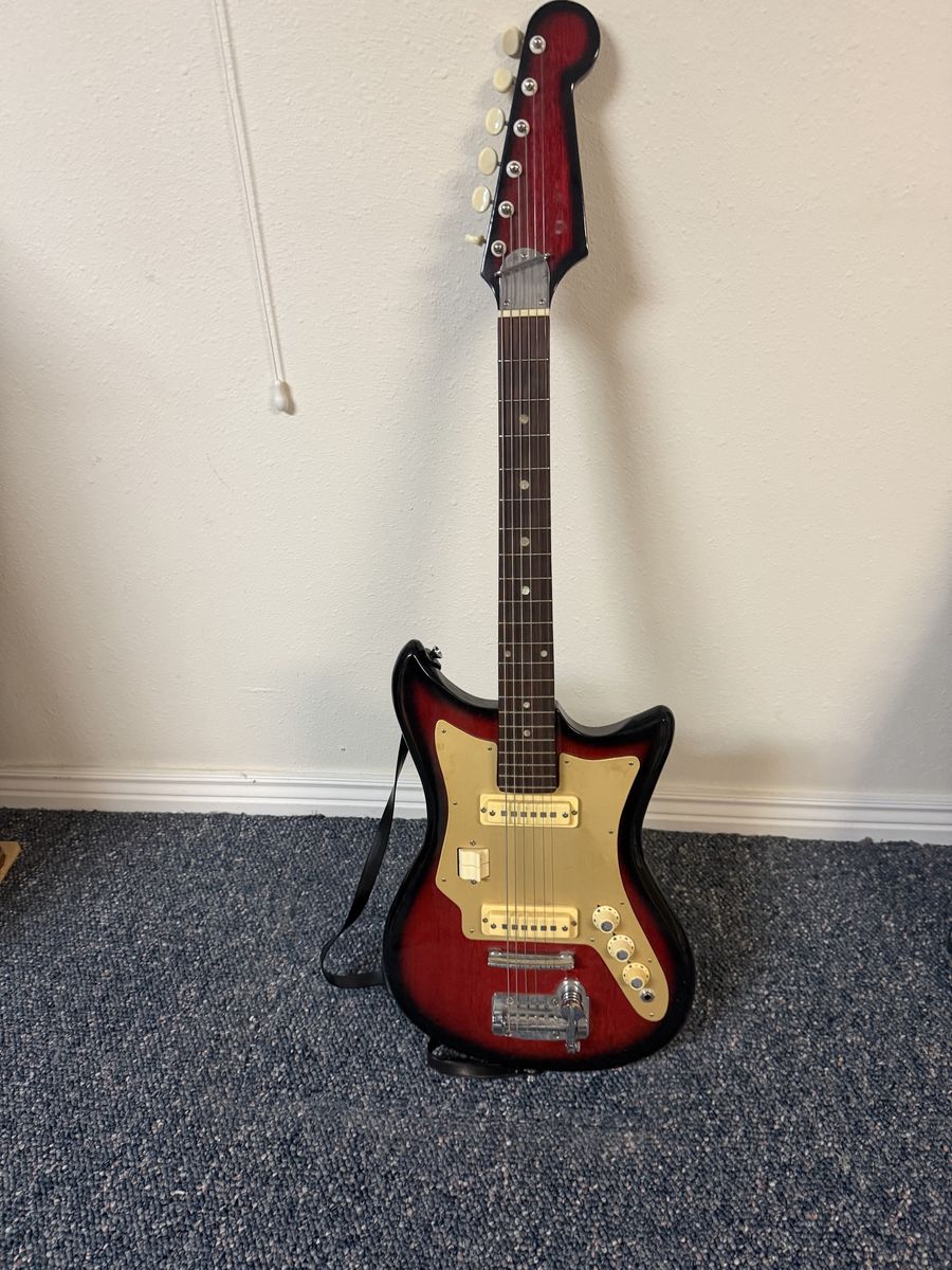 Vintage Teisco Del Ray Electric Guitar Sunburst Finish with Gold Pickguard